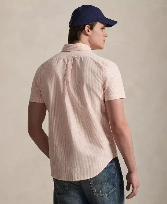 Men's Classic-Fit Short-Sleeve Oxford Shirt - Kona Orange/White - 4