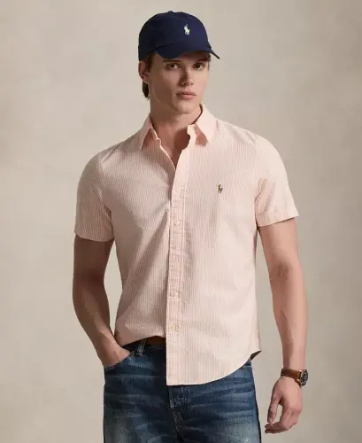 Men's Short-Sleeve Oxford Shirt - Kona Orange/White 