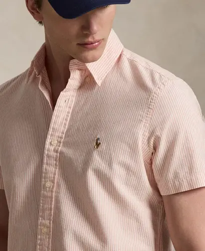Men's Short-Sleeve Oxford Shirt - Kona Orange/White - 3
