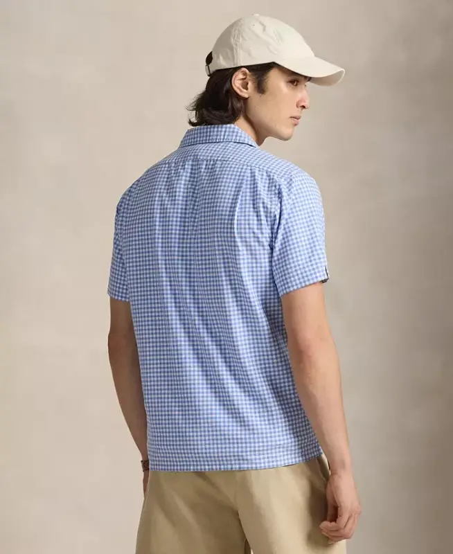 Men's Classic-Fit Short-Sleeve Oxford Shirt - Light Blue/White - 4