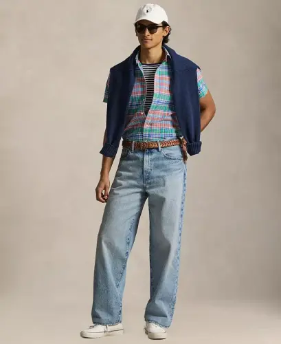 Men's Classic-Fit Short-Sleeve Oxford Shirt - Melon Spa Royal Multi - POLO RALPH LAUREN (1)