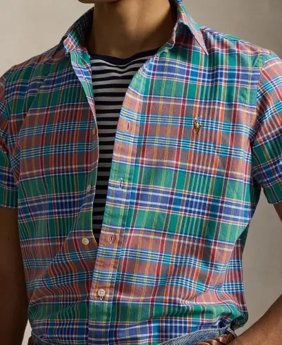 Men's Classic-Fit Short-Sleeve Oxford Shirt - Melon Spa Royal Multi - 3