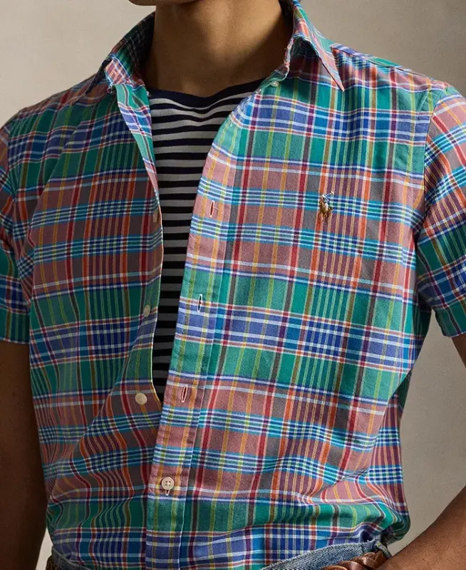 Men's Classic-Fit Short-Sleeve Oxford Shirt - Melon Spa Royal Multi - 3