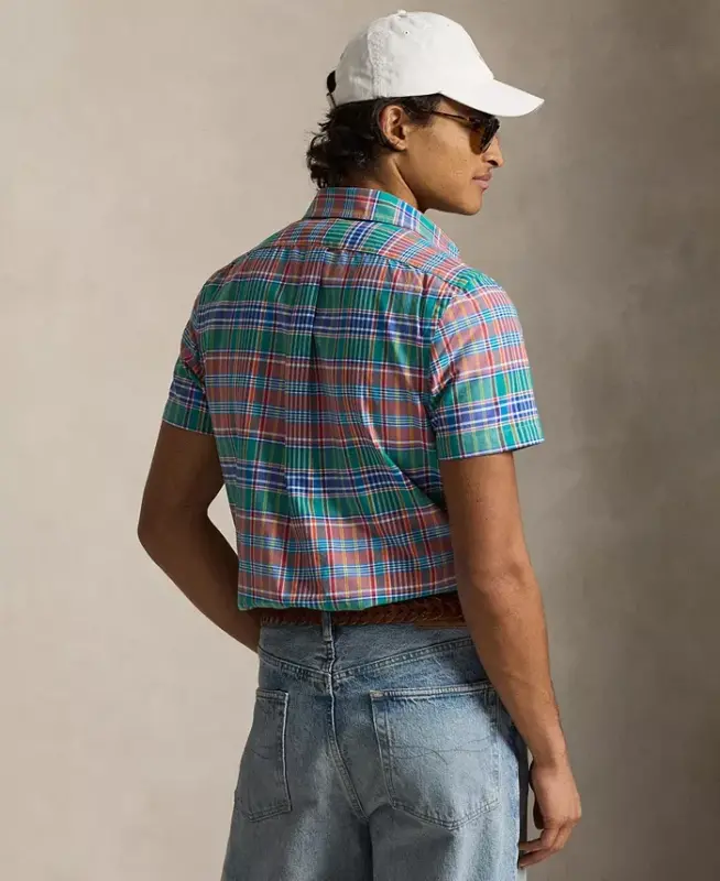 Men's Classic-Fit Short-Sleeve Oxford Shirt - Melon Spa Royal Multi - 4