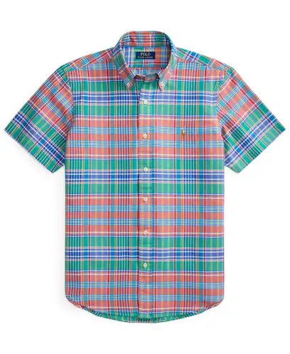 Men's Classic-Fit Short-Sleeve Oxford Shirt - Melon Spa Royal Multi - 5