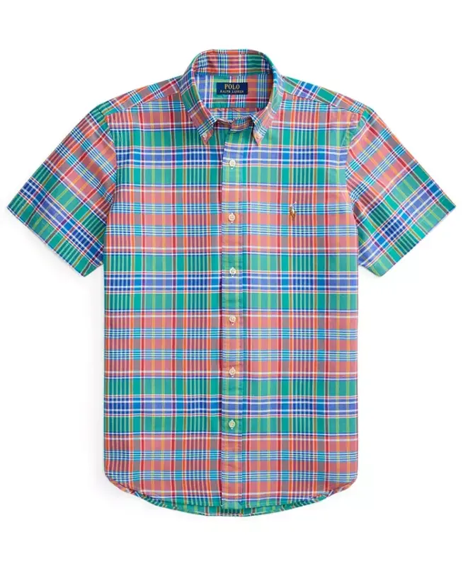 Men's Classic-Fit Short-Sleeve Oxford Shirt - Melon Spa Royal Multi - 5