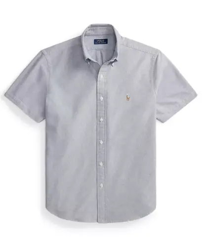 Men's Short-Sleeve Oxford Shirt - Navy - 5