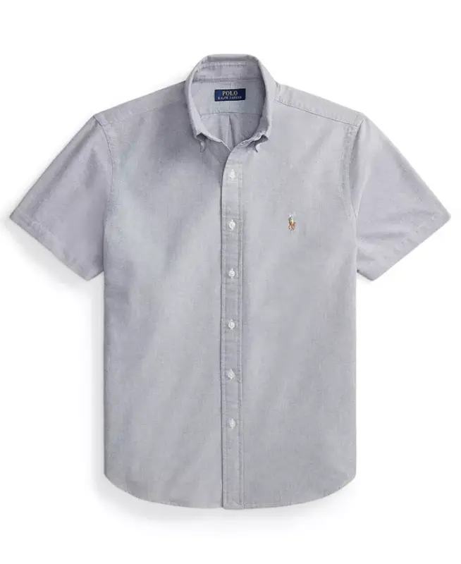 Men's Short-Sleeve Oxford Shirt - Navy - 5
