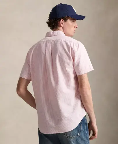 Men's Classic-Fit Short-Sleeve Oxford Shirt - New Rose/White - 4