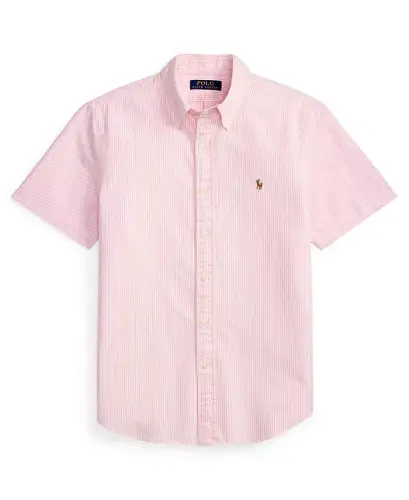 Men's Short-Sleeve Oxford Shirt - New Rose/White - 15