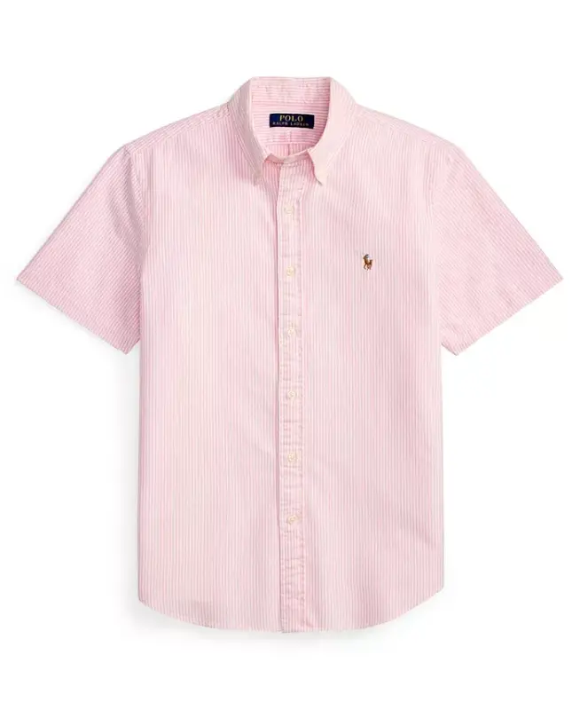 Men's Classic-Fit Short-Sleeve Oxford Shirt - New Rose/White - 5
