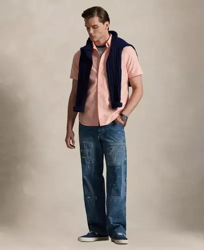 Men's Classic-Fit Short-Sleeve Oxford Shirt - Peach - POLO RALPH LAUREN (1)