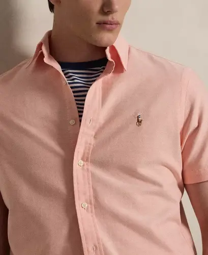 Men's Classic-Fit Short-Sleeve Oxford Shirt - Peach - 3