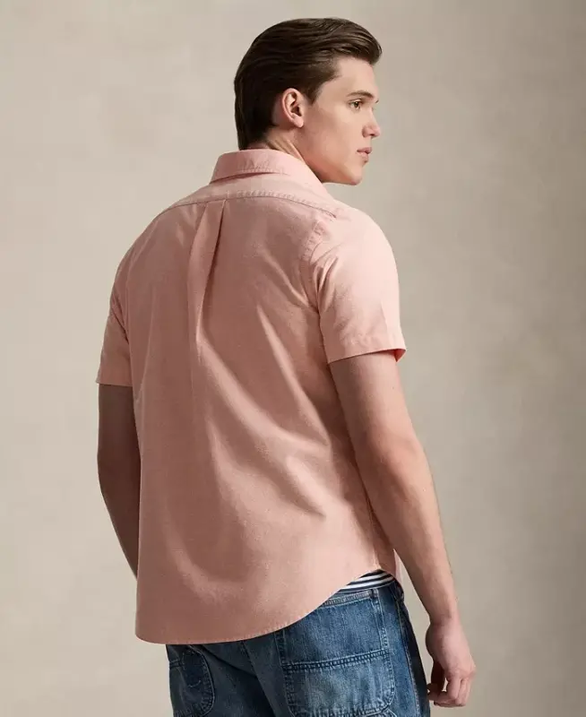 Men's Classic-Fit Short-Sleeve Oxford Shirt - Peach - 4