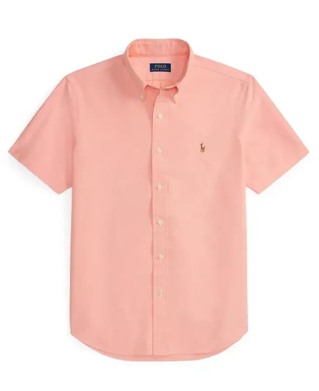Men's Classic-Fit Short-Sleeve Oxford Shirt - Peach - 5