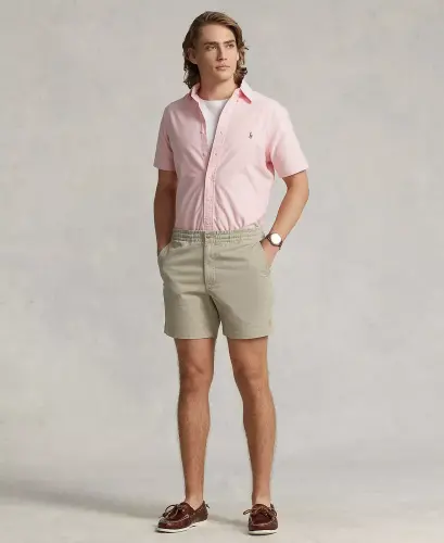 Men's Classic-Fit Short-Sleeve Oxford Shirt-Pink - 4