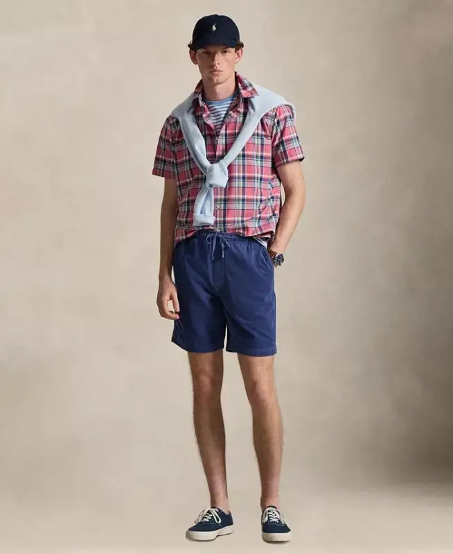 Men's Classic-Fit Short-Sleeve Oxford Shirt - Pink Blue Multi - 2