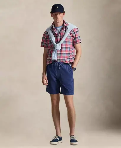 Men's Classic-Fit Short-Sleeve Oxford Shirt - Pink Blue Multi - 2