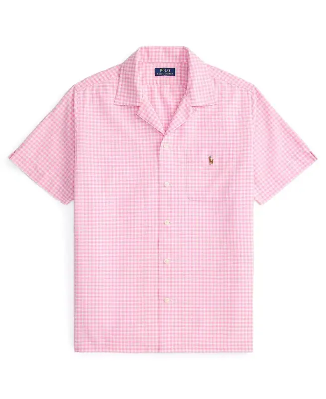 Men's Classic-Fit Short-Sleeve Oxford Shirt - Pink/White - 5