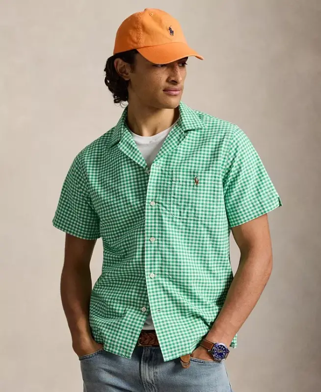 Men's Classic-Fit Short-Sleeve Oxford Shirt - Summer Emerald/White - 1