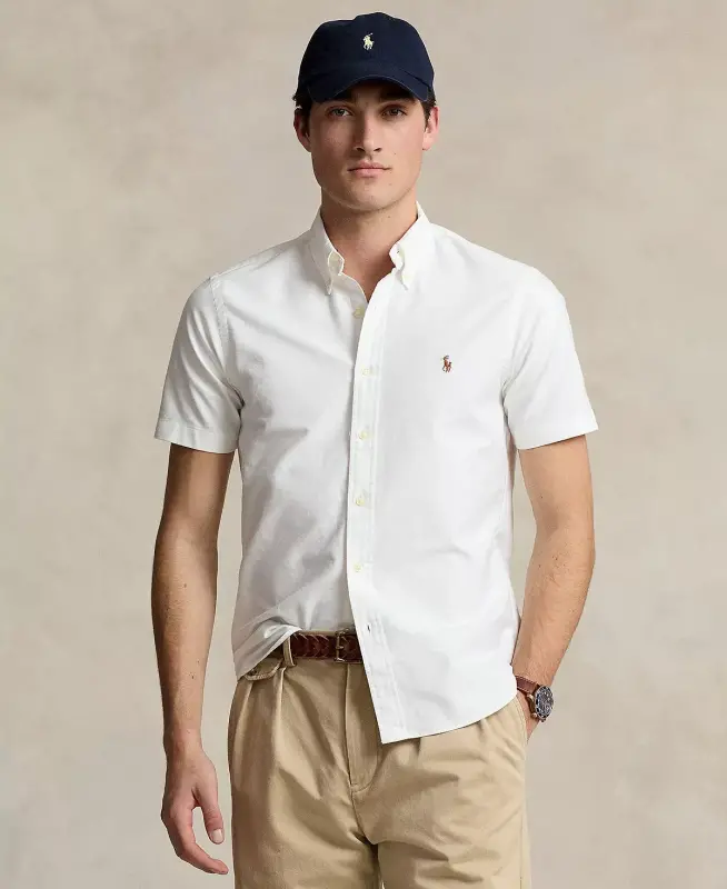 Men's Classic-Fit Short-Sleeve Oxford Shirt-White - POLO RALPH LAUREN
