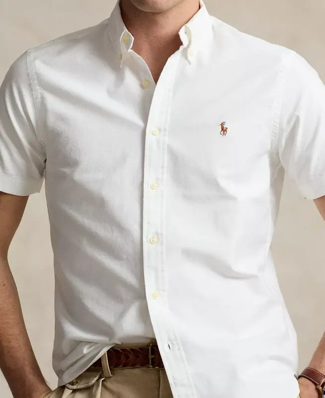 Men's Classic-Fit Short-Sleeve Oxford Shirt-White - 3