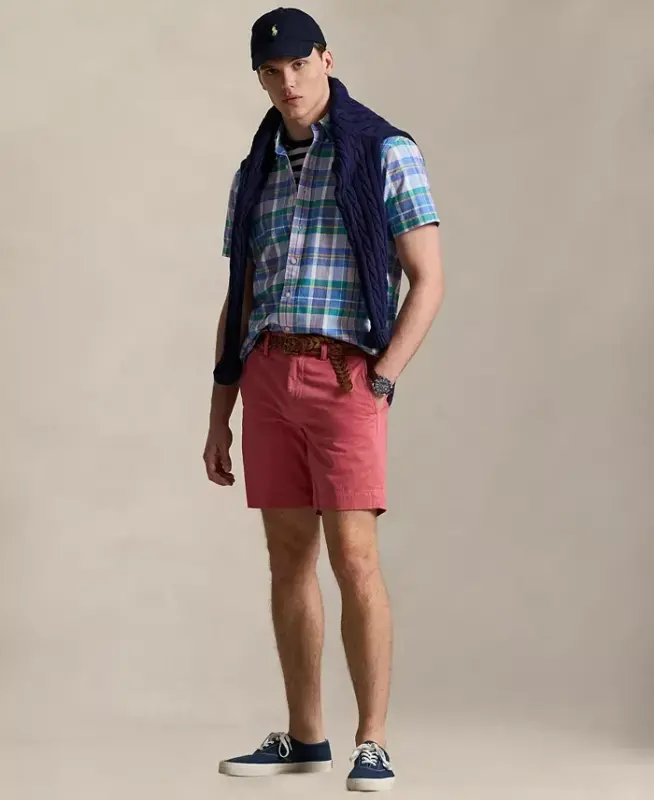 Men's Short-Sleeve Oxford Shirt - White Jewel Blue Multi - 12