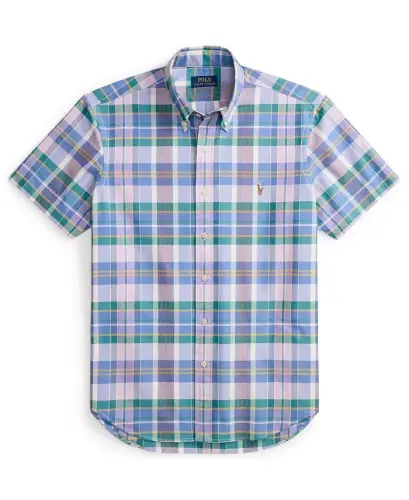 Men's Classic-Fit Short-Sleeve Oxford Shirt - White Jewel Blue Multi - 5