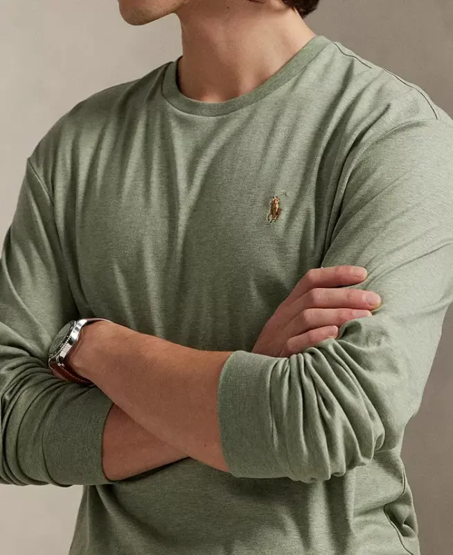 Men's Classic-Fit Soft Cotton Crewneck T-Shirt - Greenery Heather - 3