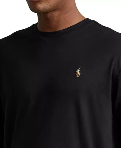 Men's Classic-Fit Soft Cotton Crewneck T-Shirt - Polo Black - 3