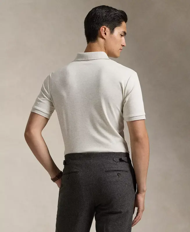 Men's Classic Fit Soft Cotton Polo-American Heather Cream - 1