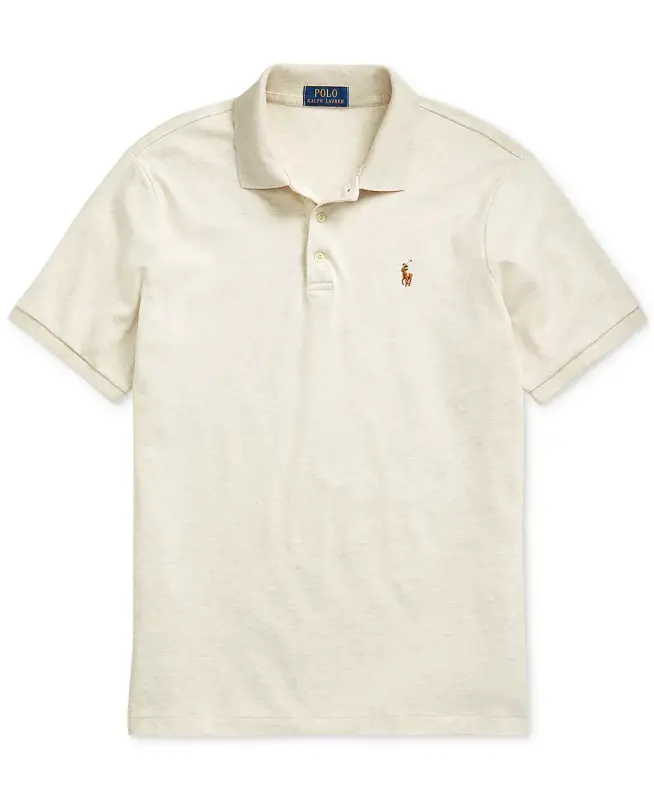Men's Classic Fit Soft Cotton Polo-American Heather Cream - 4