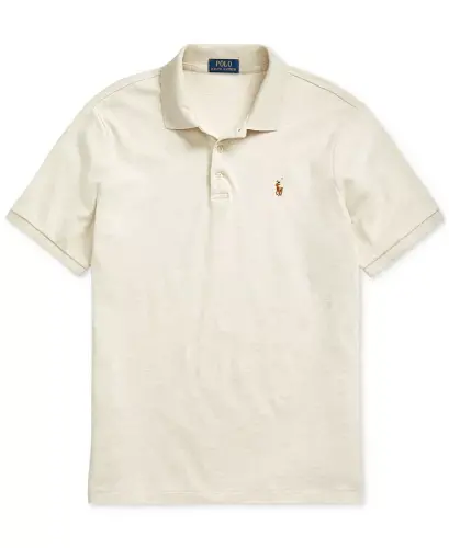 Men's Classic Fit Soft Cotton Polo-American Heather Cream 