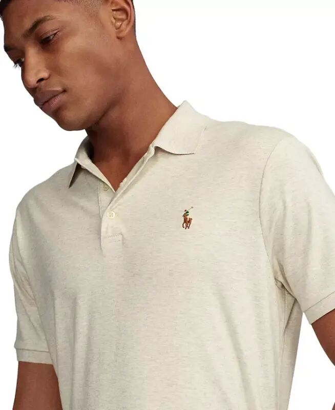 Men's Classic Fit Soft Cotton Polo-American Heather Cream - 3