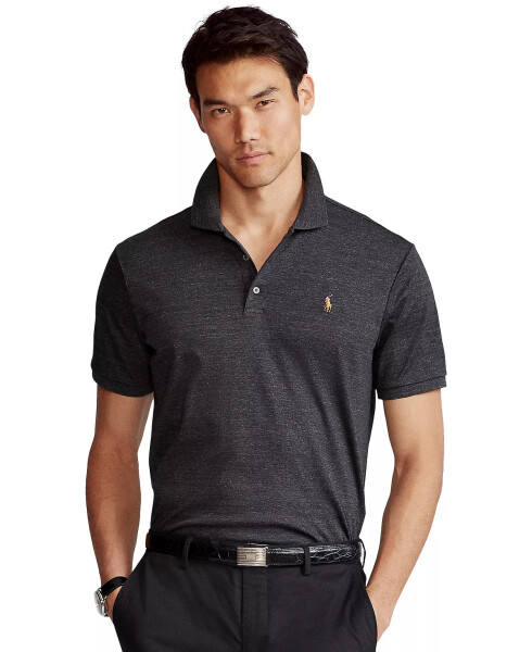 Men's Classic Fit Soft Cotton Polo Black Marl Heather - 1