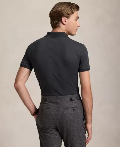 Men's Classic Fit Soft Cotton Polo-Black Marl Heather - 2