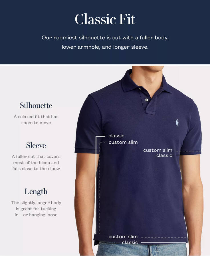 Men's Classic Fit Soft Cotton Polo Blue - 5