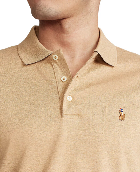 Men's Classic Fit Soft Cotton Polo Classic Camel Heather - 3