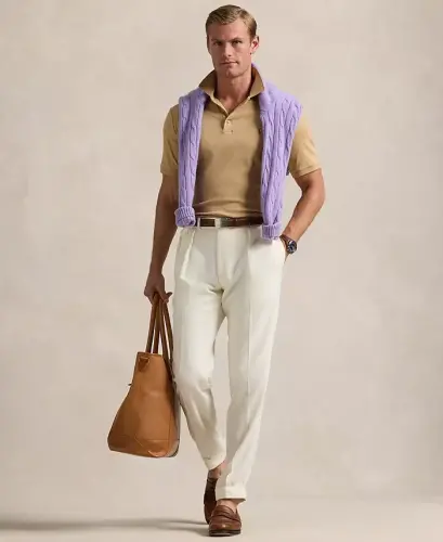 Men's Classic Fit Soft Cotton Polo-Classic Camel Heather - 4