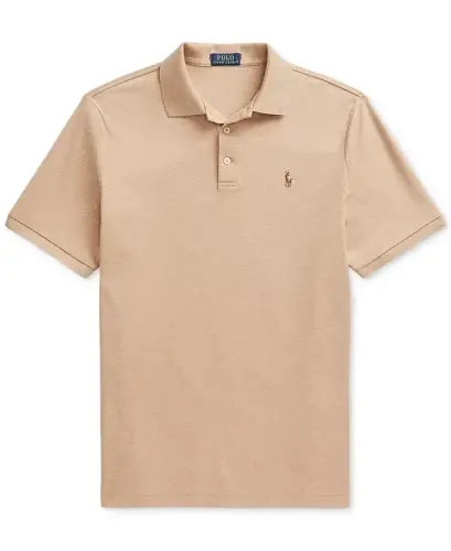 Men's Classic Fit Soft Cotton Polo-Classic Camel Heather - 5