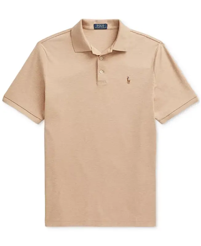 Men's Classic Fit Soft Cotton Polo-Classic Camel Heather - 5