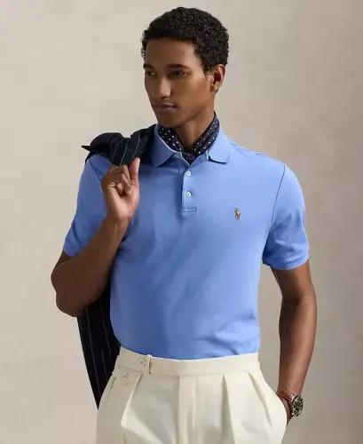 Men's Classic Fit Soft Cotton Polo - Fall Blue - 1