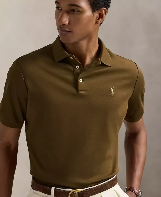 Men's Classic Fit Soft Cotton Polo - Nature Brown - 3