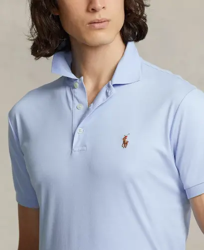 Men's Classic Fit Soft Cotton Polo-Office Blue - 4