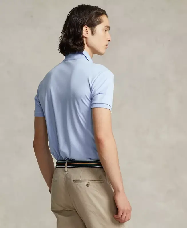 Men's Classic Fit Soft Cotton Polo-Office Blue - 3