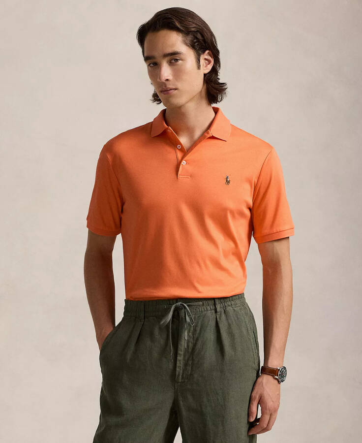 Men's Classic Fit Soft Cotton Polo Orange - 1