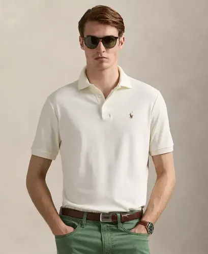 Men's Classic Fit Soft Cotton Polo-Pale Cream 