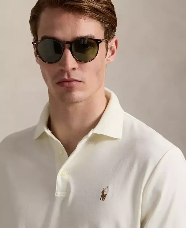 Men's Classic Fit Soft Cotton Polo-Pale Cream - 3