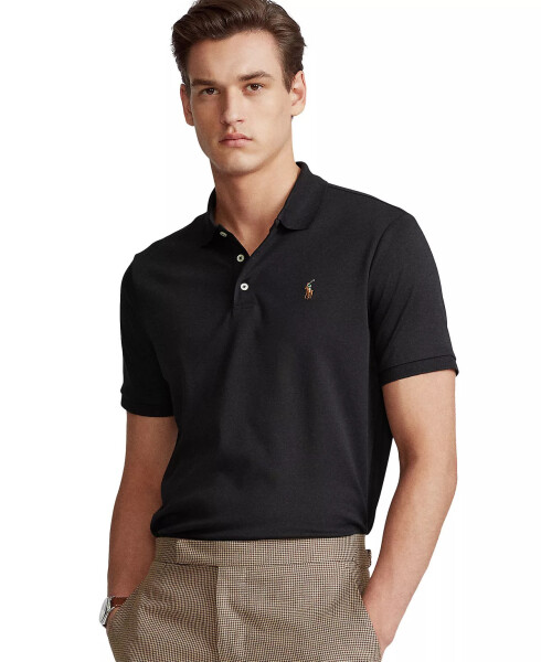 Men's Classic Fit Soft Cotton Polo Polo Black Multi - 1