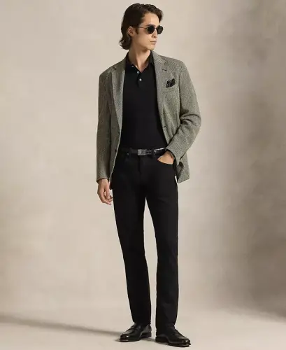 Men's Classic Fit Soft Cotton Polo-Polo Black Multi - 4